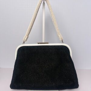 Vintage reversible beaded bag black & white Elegance.